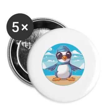 Jay Karikatur Yoga Strand Sommer Illustration - Buttons groß 56 mm (5er Pack) - Weiß - Vorne