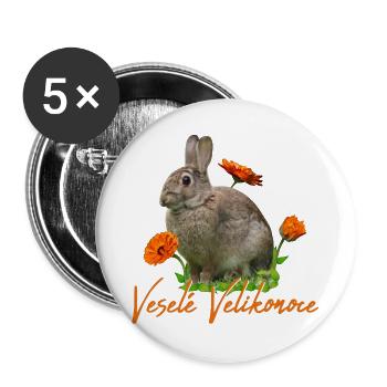 Vesele Velikonoce Frohe Ostern - Buttons groß 56 mm (5er Pack) - Weiß - Vorne