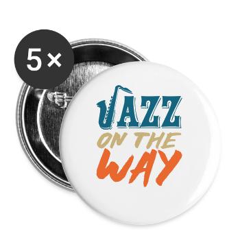 Jazz Geschenk - Buttons groß 56 mm (5er Pack) - Weiß - Vorne