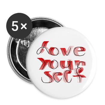 Love yourself - Buttons groß 56 mm (5er Pack) - Weiß - Vorne