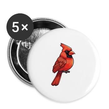 Kardinalkarikatur Kawaii Aquarellillustration - Buttons groß 56 mm (5er Pack) - Weiß - Vorne