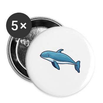 Buckelwal-Karikatur-Kawaii-Illustration - Buttons groß 56 mm (5er Pack) - Weiß - Vorne
