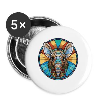 Gürteltier Bunte Aquarell-Tierillustration - Buttons groß 56 mm (5er Pack) - Weiß - Vorne