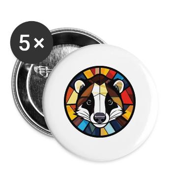 Dachs Buntes Aquarell Tier Haustier Illustration - Buttons groß 56 mm (5er Pack) - Weiß - Vorne