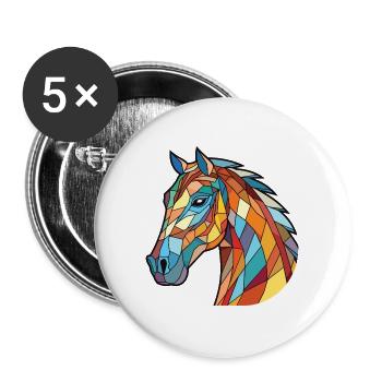 Pferd Buntes Aquarell Tier Haustier Illustration - Buttons groß 56 mm (5er Pack) - Weiß - Vorne
