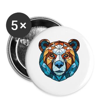 Himalaya-Bär Bunte Aquarell-Tierkarikatur - Buttons groß 56 mm (5er Pack) - Weiß - Vorne
