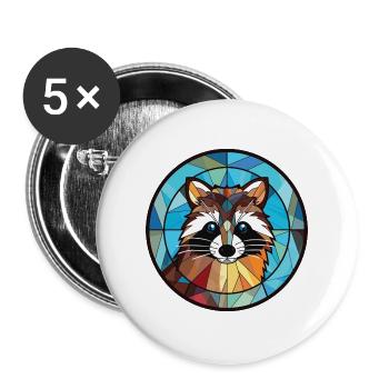 Waschbär Buntes Aquarell Tier Haustier Illustration - Buttons groß 56 mm (5er Pack) - Weiß - Vorne