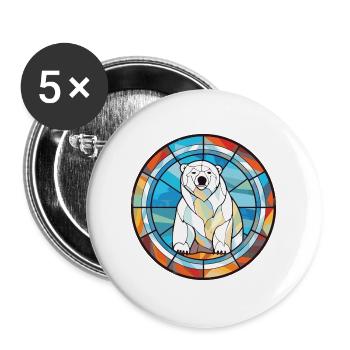 Eisbär Bunte Aquarell-Tierillustration - Buttons groß 56 mm (5er Pack) - Weiß - Vorne