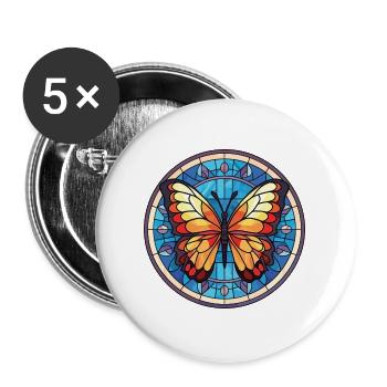 Schmetterling Bunte Aquarell-Tierillustration - Buttons groß 56 mm (5er Pack) - Weiß - Vorne