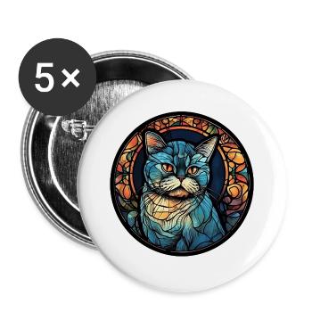 Exotische Kurzhaarkatzenrasse Aquarellglas - Buttons groß 56 mm (5er Pack) - Weiß - Vorne