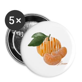 Mandarine Lover – Süße Zitrusfrucht Motiv - Buttons groß 56 mm (5er Pack) - Weiß - Vorne