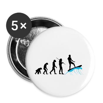 Evolution Surfer - Vom Affen zum Wellenreiter - Buttons groß 56 mm (5er Pack) - Weiß - Vorne