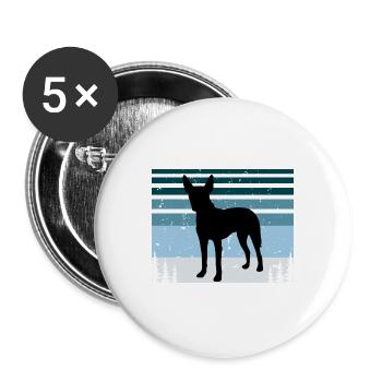 Möwe Terrier Hundeliebhaber Silhouette Vintage Sonnenuntergang - Buttons groß 56 mm (5er Pack) - Weiß - Vorne