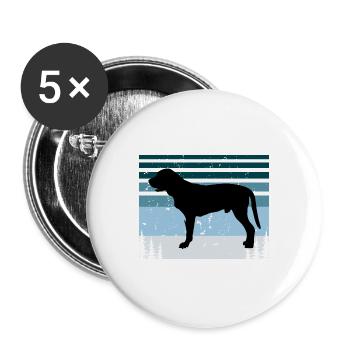 Broholmer Hundeliebhaber Silhouette Vintage Sonnenuntergang - Buttons groß 56 mm (5er Pack) - Weiß - Vorne