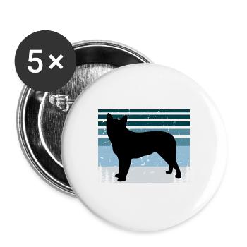 Blauer Heeler Hundeliebhaber Silhouette Vintage Sonnenuntergang - Buttons groß 56 mm (5er Pack) - Weiß - Vorne