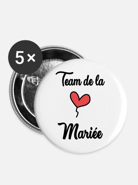 BRAUT-TEAM - Buttons groß 56 mm (5er Pack) - Weiß
