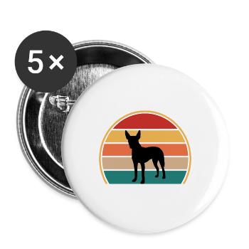 Möwe Terrier Hundeliebhaber Silhouette Vintage Sonnenuntergang - Buttons groß 56 mm (5er Pack) - Weiß - Vorne