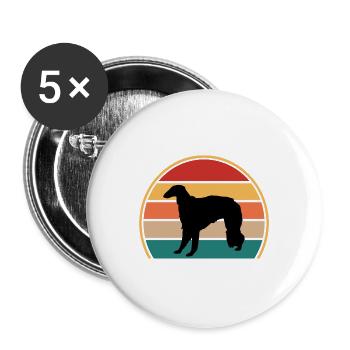 Barsoi Hund Liebhaber Silhouette Vintage Sonnenuntergang - Buttons groß 56 mm (5er Pack) - Weiß - Vorne