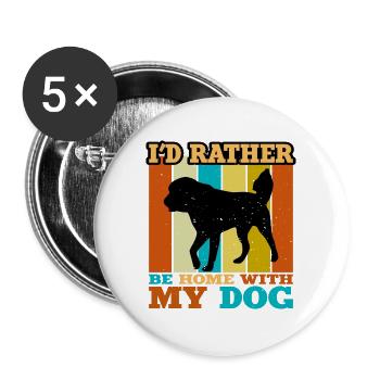 Himalaya Schäferhund Hund Silhouette Retro Sonnenuntergang - Buttons groß 56 mm (5er Pack) - Weiß - Vorne