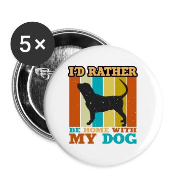 Bluthund Hund Liebhaber Silhouette Vintage Sonnenuntergang - Buttons groß 56 mm (5er Pack) - Weiß - Vorne