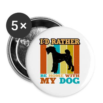 Airedale Terrier Hundeliebhaber Silhouette Retro Sonnenuntergang - Buttons groß 56 mm (5er Pack) - Weiß - Vorne