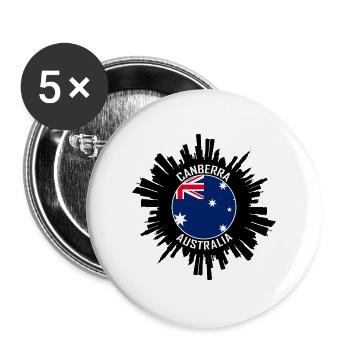 Canberra Skyline Australien Flagge Reisesouvenir - Buttons groß 56 mm (5er Pack) - Weiß - Vorne