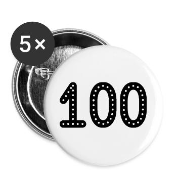 100. 100 JAHRE. 100-JÄHRIGES JUBILÄUM. 100. GEBURTSTAG - Buttons groß 56 mm (5er Pack) - Weiß - Vorne
