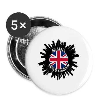 Birstall Skyline UK Flagge Reisesouvenir - Buttons groß 56 mm (5er Pack) - Weiß - Vorne