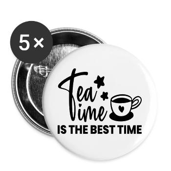 Das Café bei der Arbeit, der Rest zu Hause - Buttons groß 56 mm (5er Pack) - Weiß - Vorne