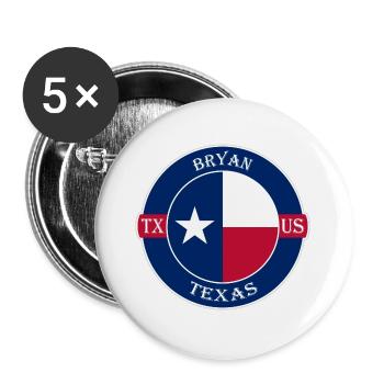 Bryan Texas Flagge USA Reise Souvenir Abzeichen - Buttons groß 56 mm (5er Pack) - Weiß - Vorne
