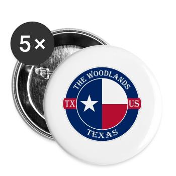 The Woodlands Texas Flag USA Travel Souvenir Badge - Buttons groß 56 mm (5er Pack) - Weiß - Vorne