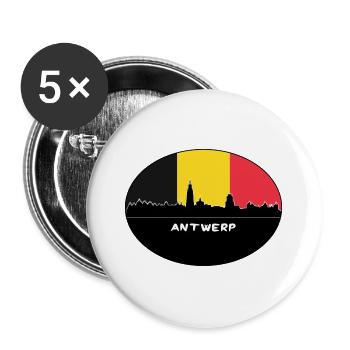 Antwerpen-Belgien-Flaggen-Skyline-Schattenbild-Reise - Buttons groß 56 mm (5er Pack) - Weiß - Vorne