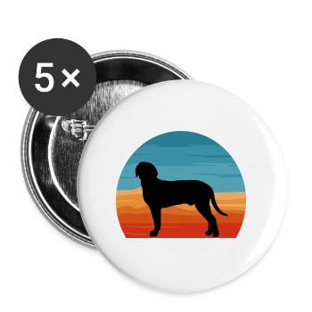 Austrian Black And Tan Hound Hund Silhouette Retro - Buttons groß 56 mm (5er Pack) - Weiß - Vorne