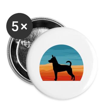 Decker Rat Terrier Hund Silhouette Retro Sonnenuntergang - Buttons groß 56 mm (5er Pack) - Weiß - Vorne