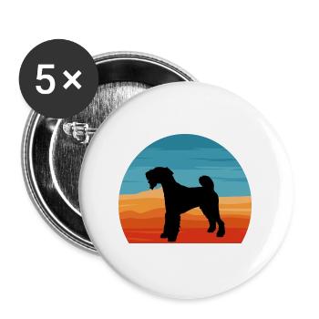 Airedale Terrier Hundeliebhaber Silhouette Retro Sonnenuntergang - Buttons groß 56 mm (5er Pack) - Weiß - Vorne