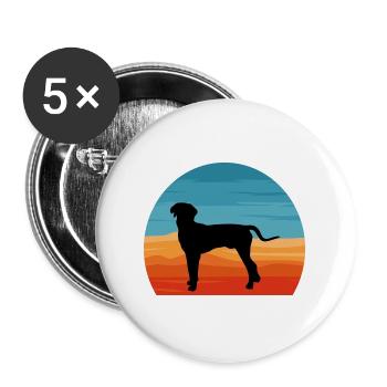 Hannover Hound Hundeliebhaber Silhouette Vintage Sonnenuntergang - Buttons groß 56 mm (5er Pack) - Weiß - Vorne