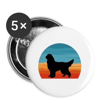 Gordon Setter Hundeliebhaber Silhouette Vintage Sonnenuntergang - Buttons groß 56 mm (5er Pack) - Weiß - Vorne