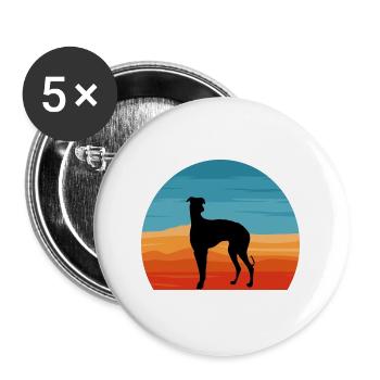 Galgo Espanol Hundeliebhaber Silhouette Vintage Sonnenuntergang - Buttons groß 56 mm (5er Pack) - Weiß - Vorne