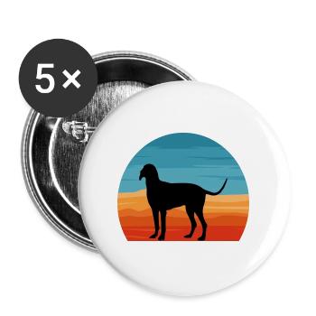 Billy Dog Silhouette Vintage Sonnenuntergang für Hundeliebhaber - Buttons groß 56 mm (5er Pack) - Weiß - Vorne
