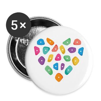Klettern Bouldern Herz Kletterer Climbing - Buttons groß 56 mm (5er Pack) - Weiß - Vorne