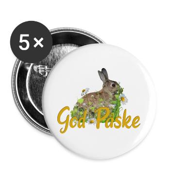 God Paske Frohe Ostern - Buttons groß 56 mm (5er Pack) - Weiß - Vorne