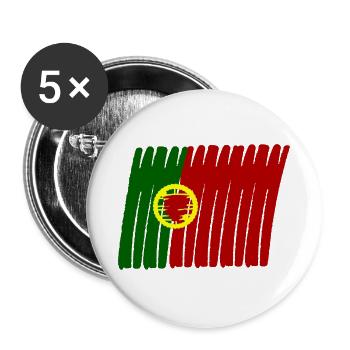 Portugal Lissabon Flag Flagge painted gemalt - Buttons groß 56 mm (5er Pack) - Weiß - Vorne