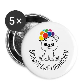 Schwarzwaldbärchen - Buttons groß 56 mm (5er Pack) - Weiß - Vorne