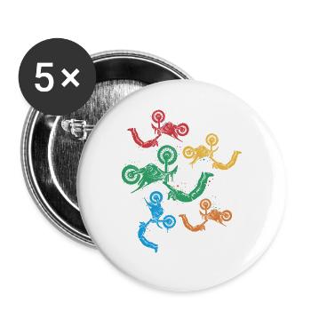 Motocross Mädchen Motorrad Kinder Dirt Biker - Buttons groß 56 mm (5er Pack) - Weiß - Vorne