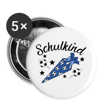 Schulkind Fußball Schulanfang - Buttons groß 56 mm (5er Pack) - Weiß - Vorne