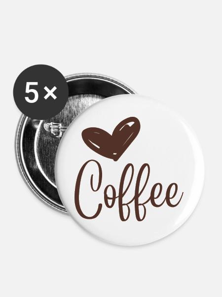 Kaffeeliebe in Kalligrafie-Print - Buttons groß 56 mm (5er Pack) - Weiß