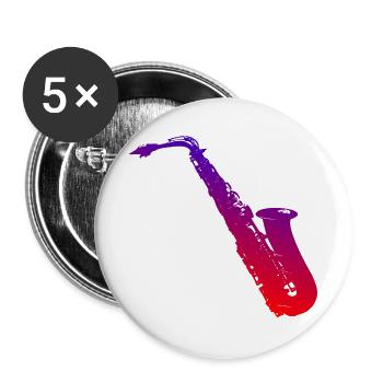 Saxophon - Buttons groß 56 mm (5er Pack) - Weiß - Vorne