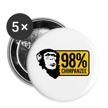 Chimpanse Affe Lustiges Tier Motiv - Buttons groß 56 mm (5er Pack) - Weiß - Vorne