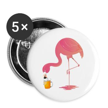 Beer Flamingo Bier Trinken Design - Buttons groß 56 mm (5er Pack) - Weiß - Vorne