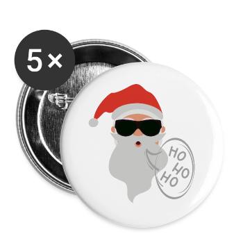 Merry Christmas Weihnachtsmann Weihnachten - Buttons groß 56 mm (5er Pack) - Weiß - Vorne